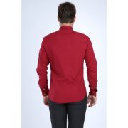 Yenikoza E031 Erkek Gömlek Bordo resmi